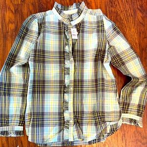 Loft plaid long sleeve blouse